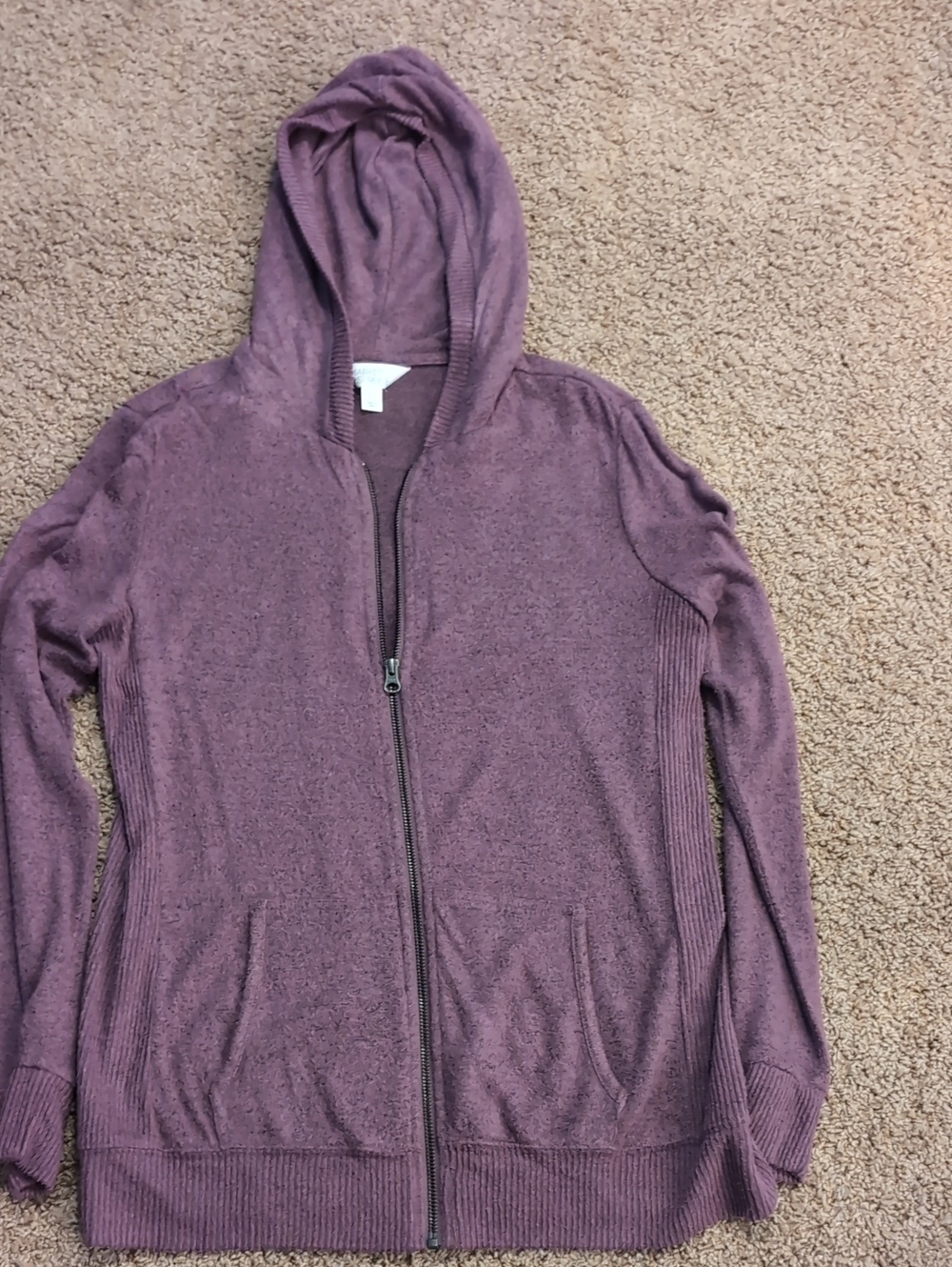 Market & Spruce Hooded Zip Sweater Jacket - Mauve